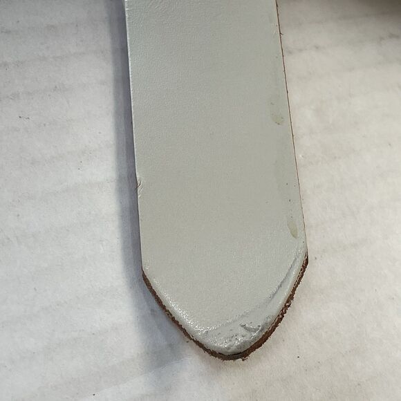 Anthropologie Multi-Keeper Brass Loops Cream Cow Leather Belt Plus Size 3XL - Picture 15 of 16